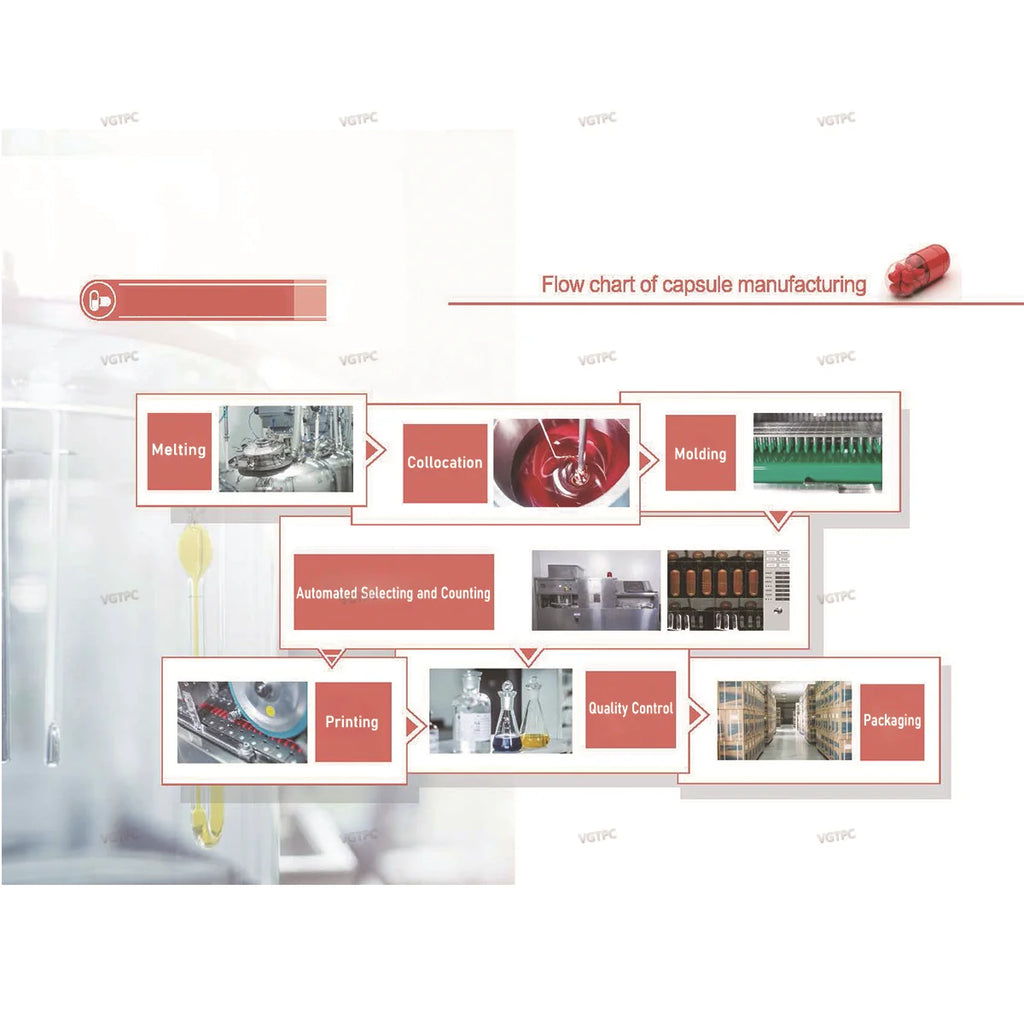 Tidesmit 1000pcs Size 00 Vegan HPMC Empty Capsules Manufacturing Flowchart, Kosher & Halal Certified Supplement Supplies.