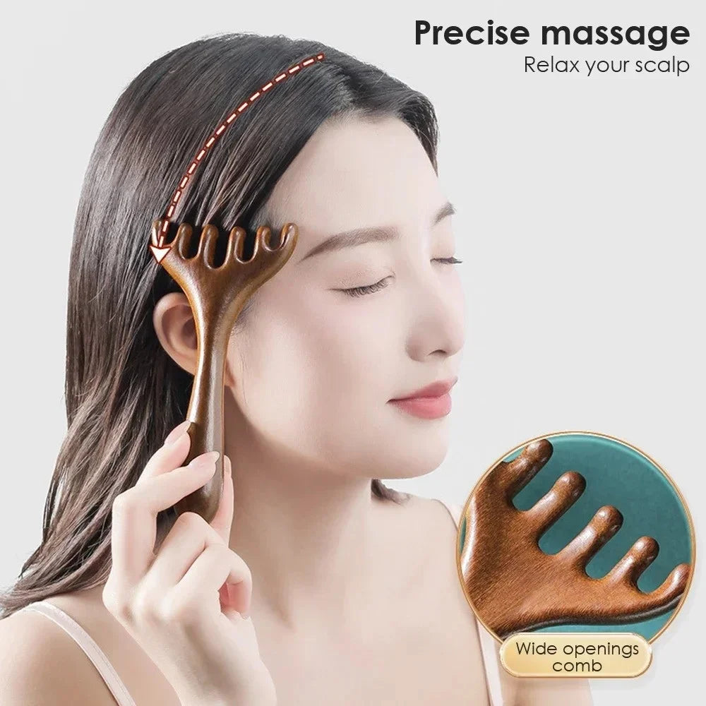 Wooden Meridian Massage Comb | Six-Claw Anti-Static Scalp Relaxation Tool Relaxation Treatment Tidesmit