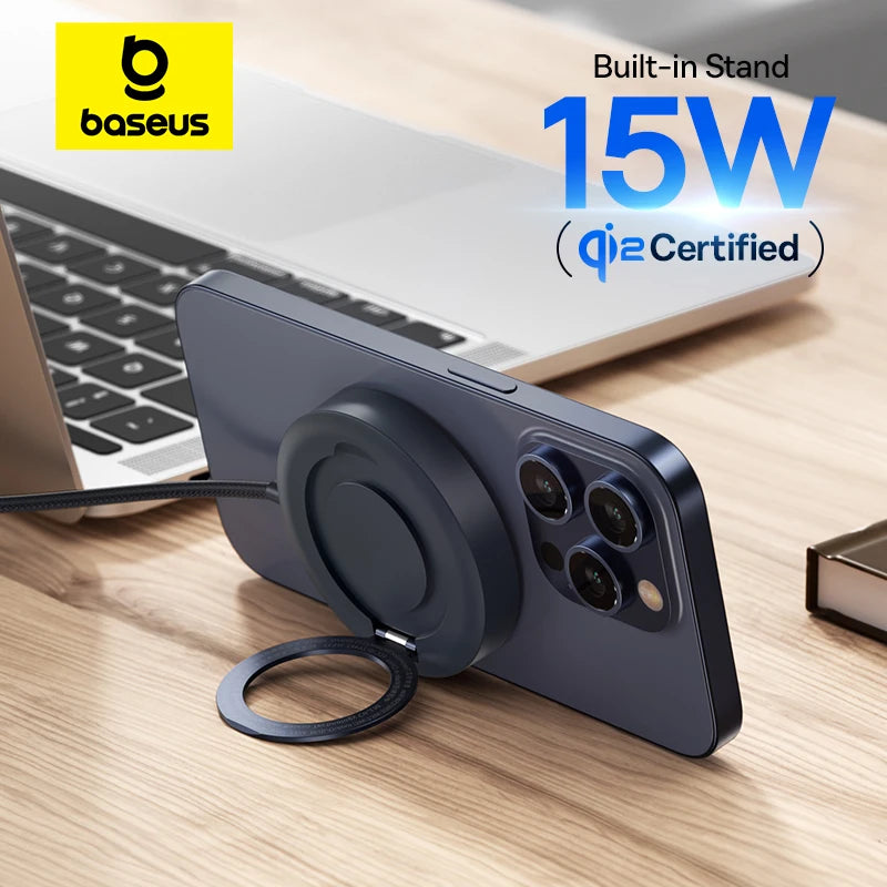 Magnetic Wireless Charger for iPhone 16/15 with Adjustable Stand Tidesmit