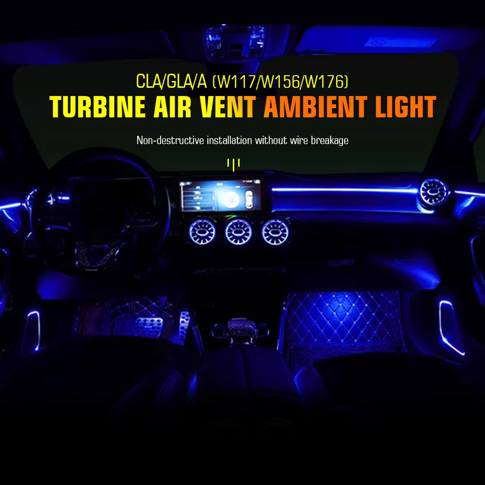 Mercedes-Benz Turbine LED Air Vents - 64 Color Ambient Lighting Kit Tidesmit