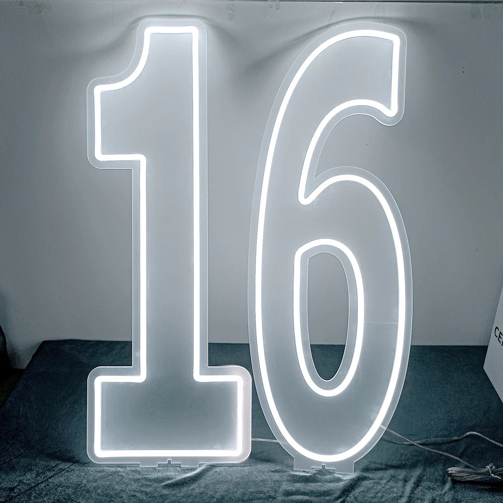LED Neon Number Sign for Weddings | Customizable Event Lighting 76-100cm number 16 China Mainland Tidesmit