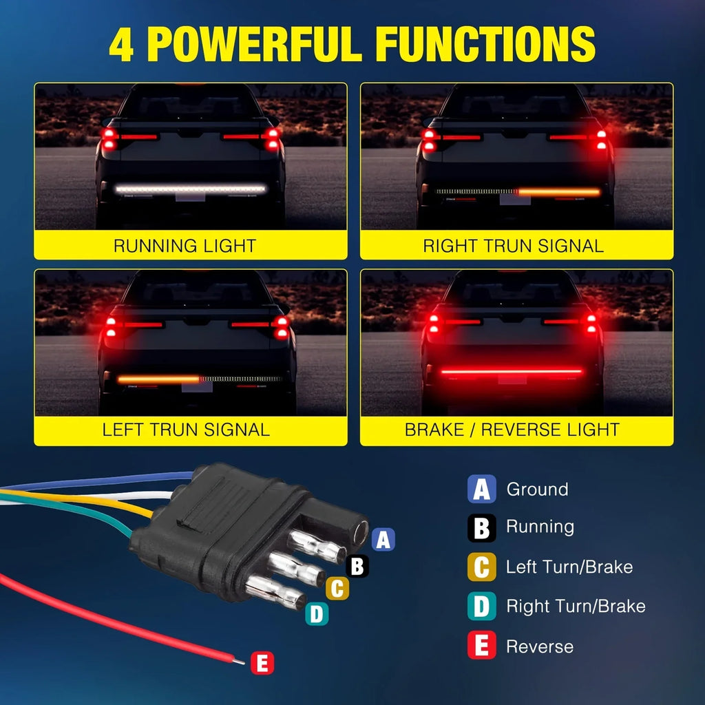 150cm Triple Row LED Tailgate Light Bar - Brake & Turn Signal Kit Tidesmit
