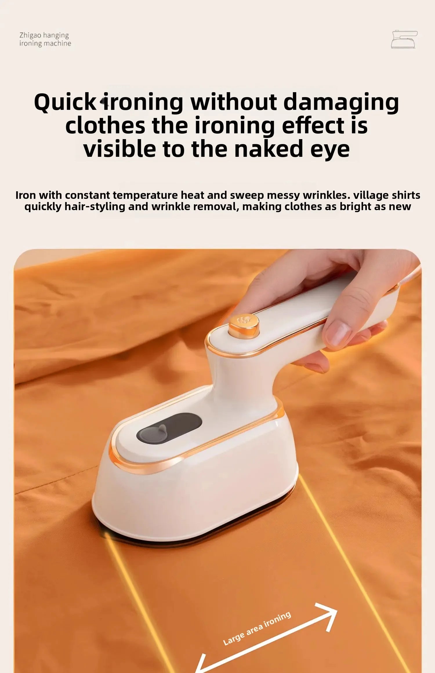 Tidesmit handheld portable steam iron showing dual dry and wet ironing functionality for efficient garment care.