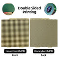 184x184mm double-sided PEI build plate for Bambu Lab A1 Mini with houndstooth and honeycomb patterns for 3D prints.