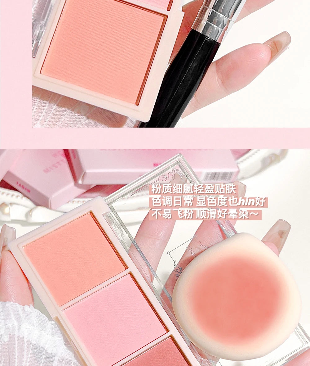 Tidesmit HISYI three-color matte blush palette for natural nude makeup and brightened complexion face makeup