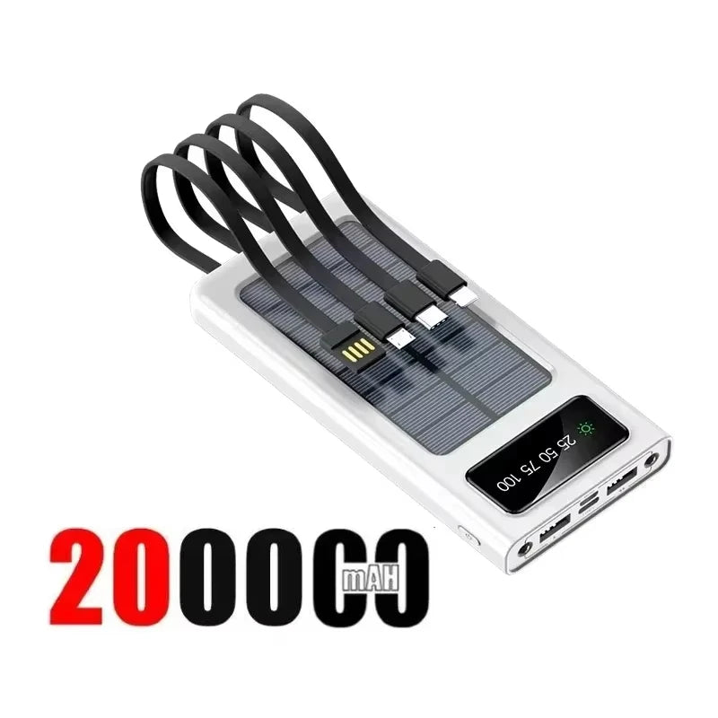 200000mAh Solar Power Bank 120W Fast Charging Portable Charger White 200000mAh Tidesmit