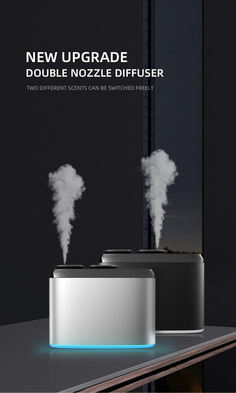 Rechargeable Aroma Diffuser Bluetooth Waterless Essential Oil Diffuser Home Freshener Device Double Head Aromatherapy Diffuser