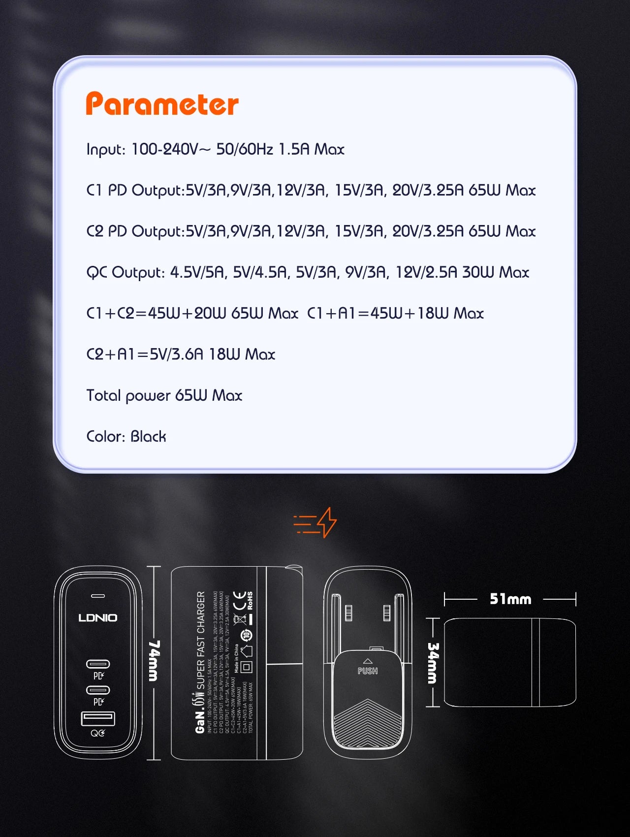 140W GaN USB C Charging Station - 6 Port Fast Desktop Wall Hub Tidesmit