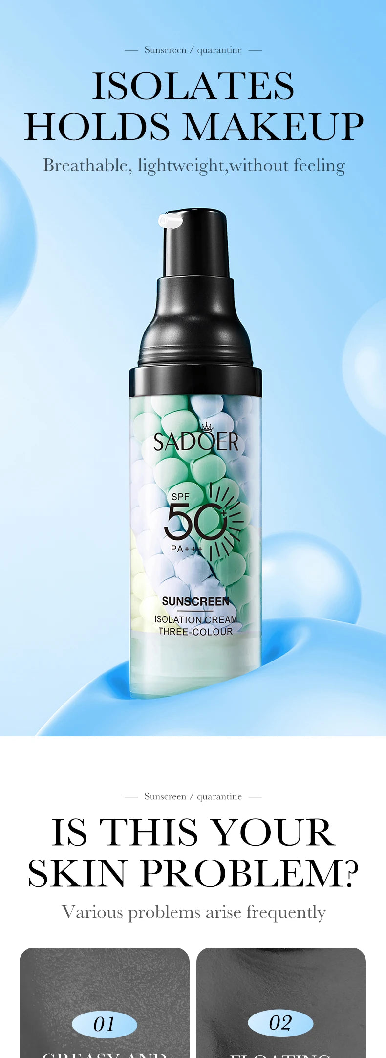 Tidesmit tri-color face makeup primer texture close-up showing color correcting properties and waterproof formula