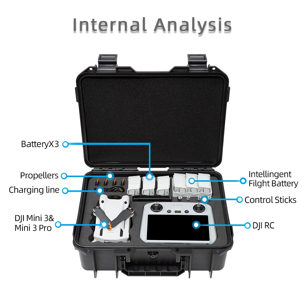 DJI Mini 3 Pro Hard Case: Waterproof Protective Carrying Box Tidesmit