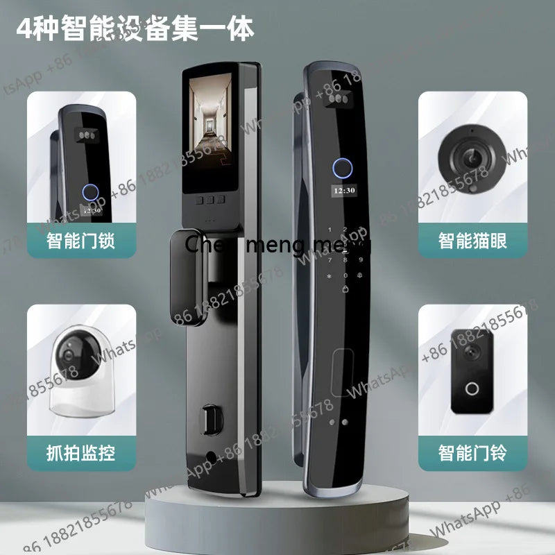 Smart, fingerprint lock with surveillance camera, home security door, automatic electronic password door lock