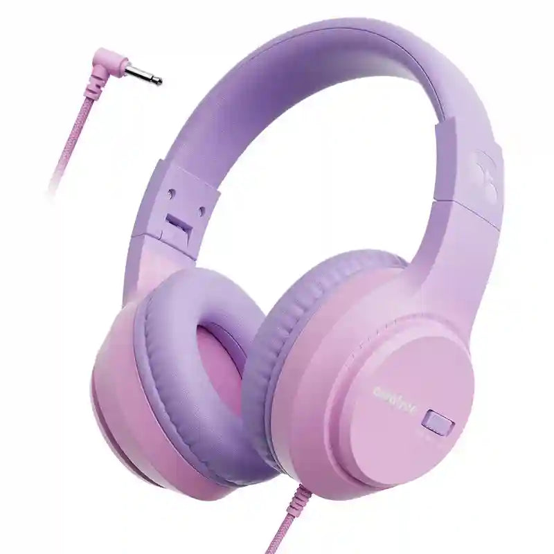 Kids Wired Over-Ear Headphones with Safe Volume Limiting by Tidesmit PinkPurple Tidesmit
