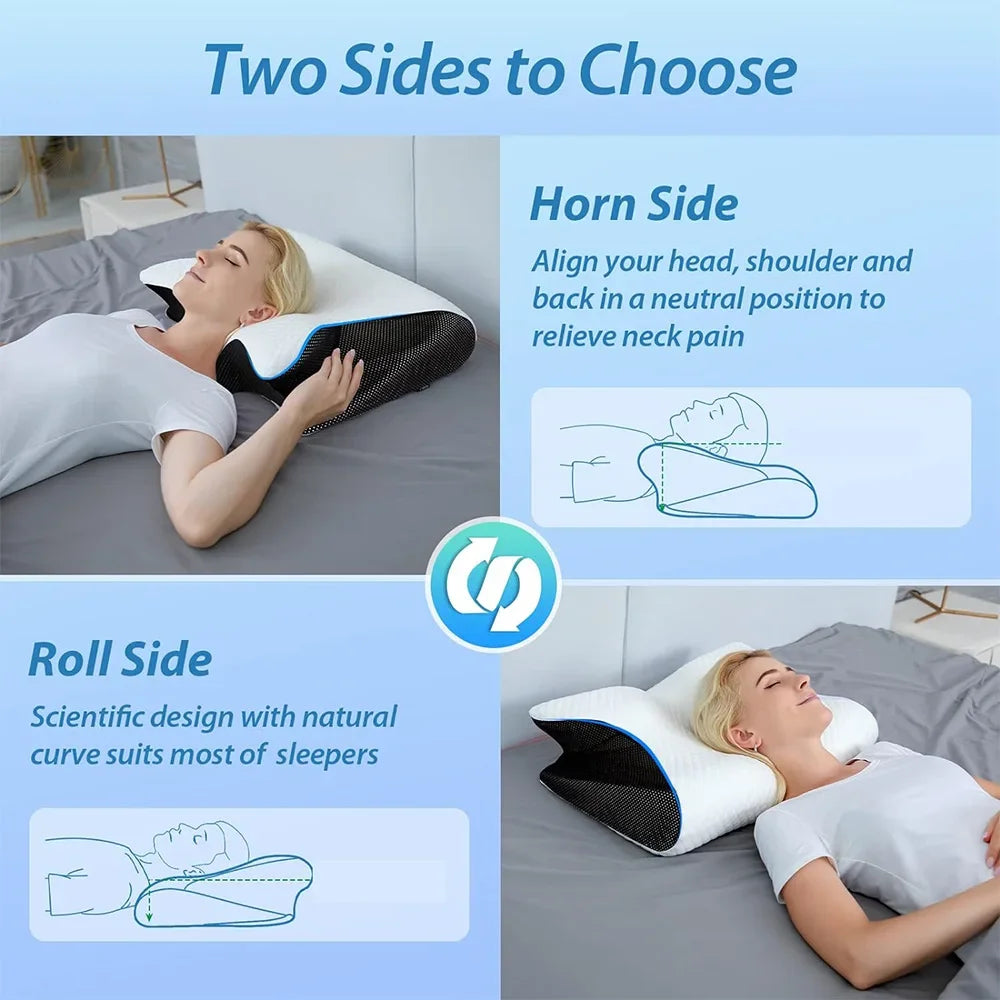 Ergonomic Memory Foam Neck Pillow for Cervical Support - Tidesmit Back Massage Instrument Tidesmit