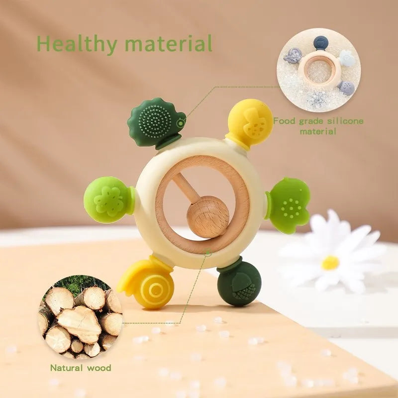 1Pcs Food Grade Baby Silicone Teether Toy Cartoon Car Nursing Teething Ring BPA Free Newborn Health Molar Chewing Accessorie Toy