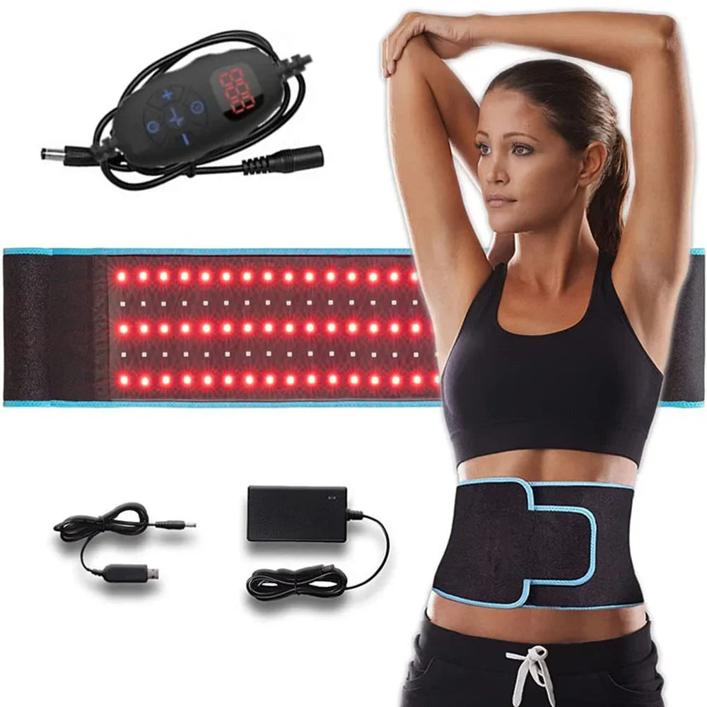 Red ＆Infrared LED Light Therapy Belt 850nm 660nm Back Pain Relief Wrap Burn Fat Belt Slimming Machine Waist Heat Pad Full Body