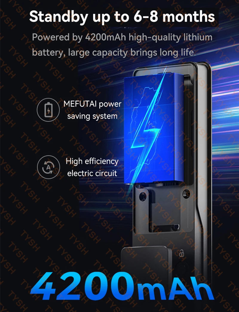 Face Real-time Intercom Smart Door Lock Biometric Electronic Security Camera Intelligent Fingerprint Password Key Unlock