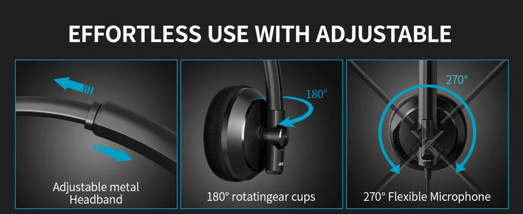 USB PC Headset with Microphone | Tidesmit Office Audio | Model 01 Tidesmit