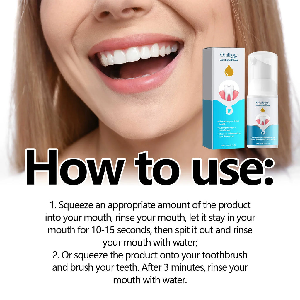 Tidesmit Gum Regrowth Foam for whitening teeth, removing stains, and treating dental decay or gum sensitivity