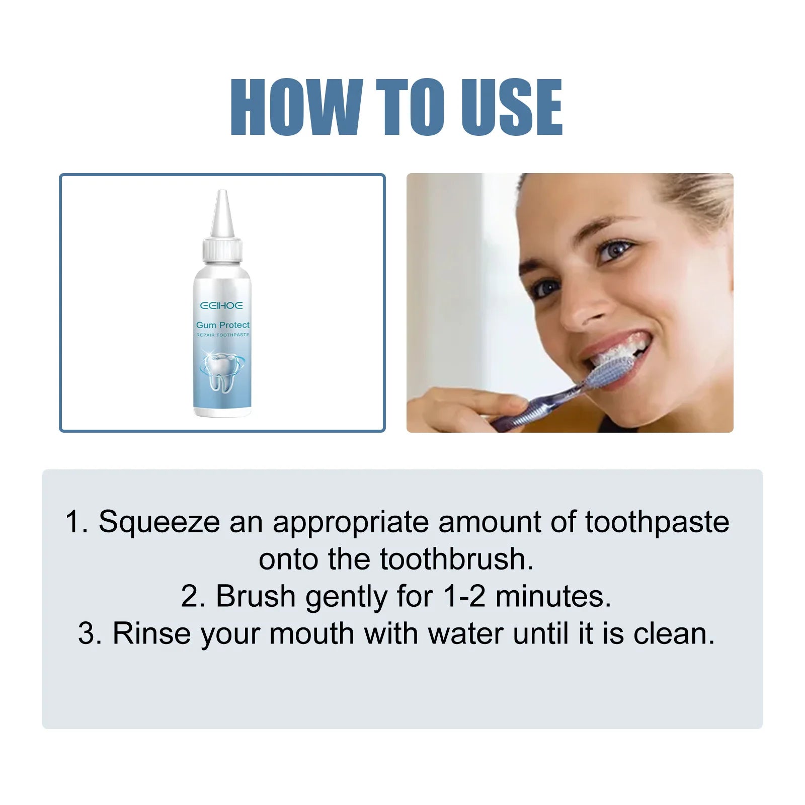 Tidesmit EELHOE gingival repair toothpaste for teeth whitening, plaque removal, and gum care therapy.