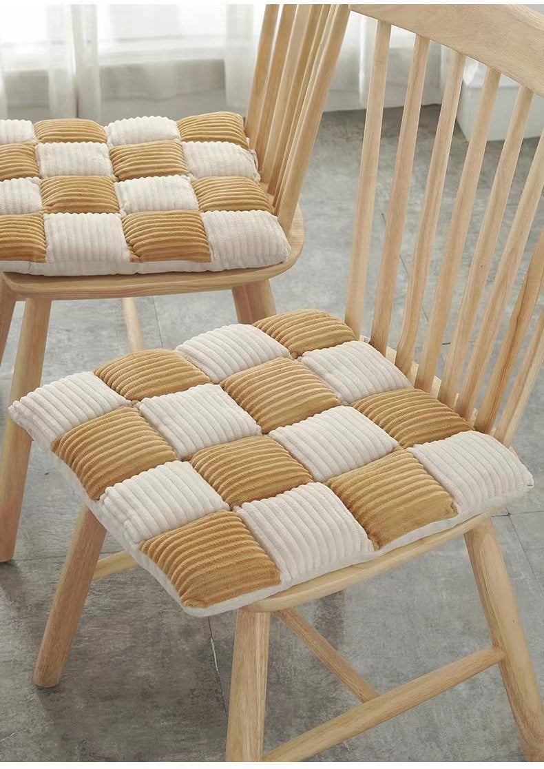 Corduroy Cushion Office Chair Cushion Plaid Thickened Student Dining Chair Cushion Bedroom Bay Window Tatami Sofa Floor Cushion