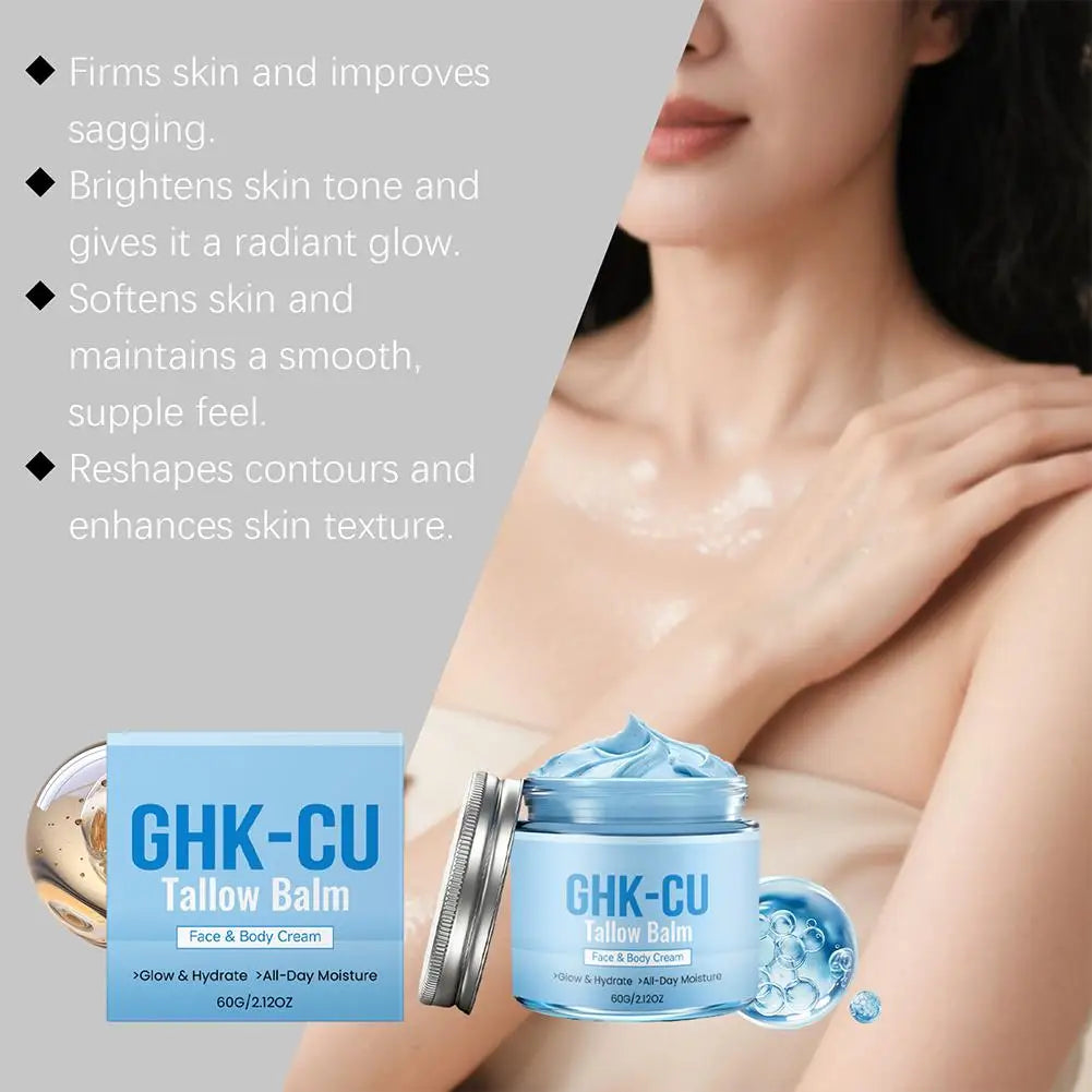 GHK-CU Copper Peptide Tallow Balm Blue Cream 1/2/3 PCS Manuka Honey Face and Body Moisturizer for Mature, Dry & Sensitive Skin