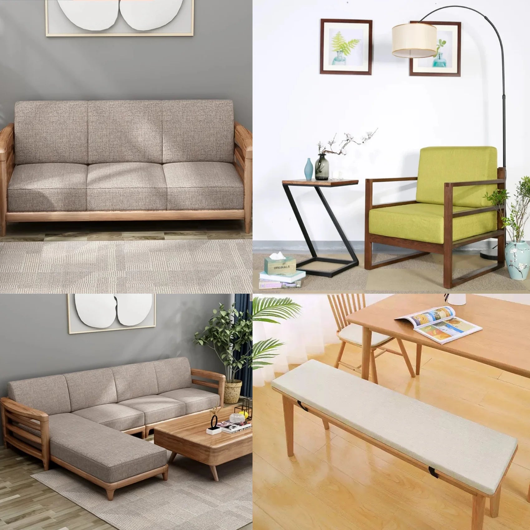 Custom Bench Cushion  Chair Sofa Pads  Indoor Furniture Cushion Personalized Cushions Optional Addition Piping Straps and Ties