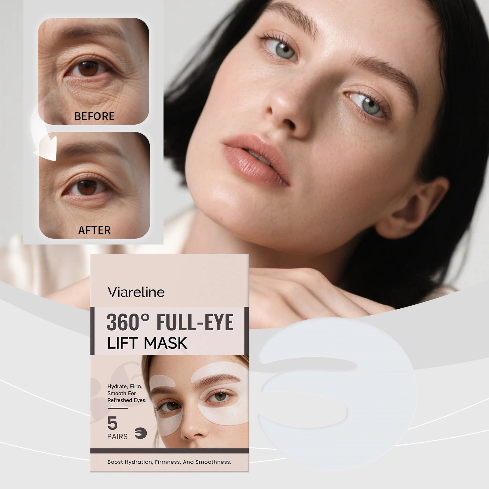 Tidesmit Viareline Vitamin C moisturizing eye patches detail view for gentle hydrating daily under eye care