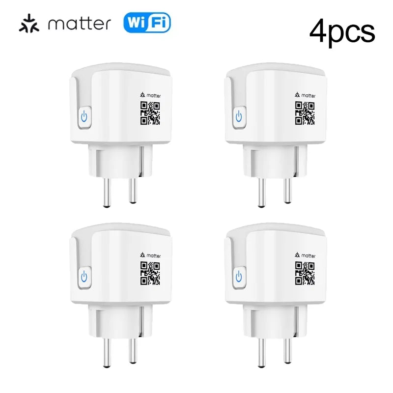 Matter WiFi Smart Socket EU16A Mini Smart Plug Adapter APP Control Works with HomeKit Alexa Google