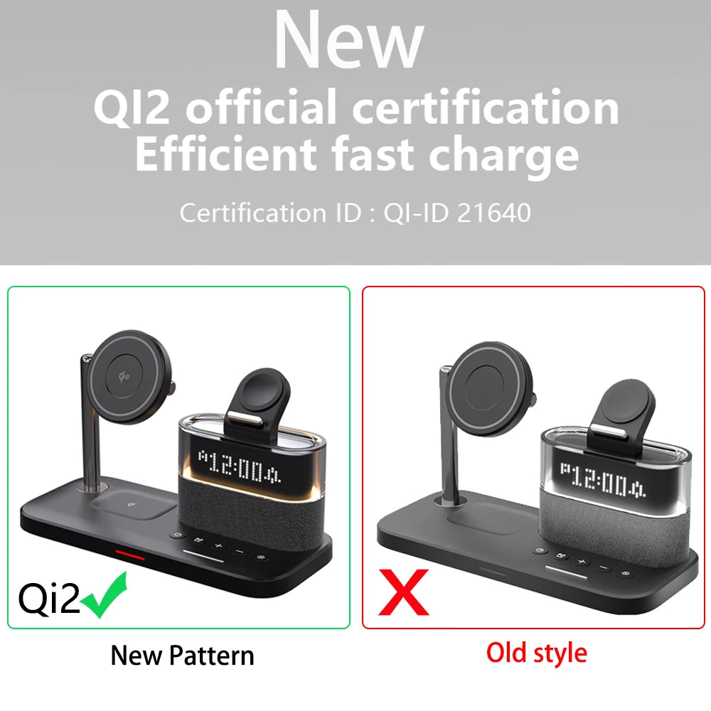 Qi2 Wireless Charger with Alarm Clock & RGB Light - Tidesmit Tidesmit