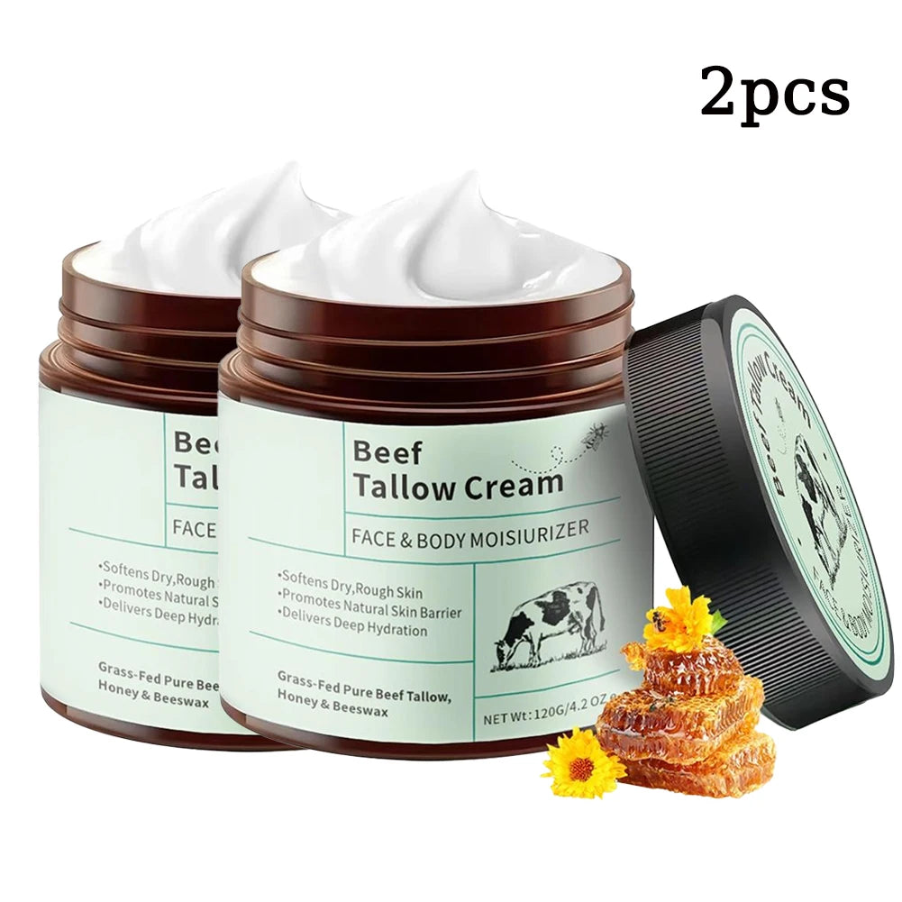 2PCS Beef Tallow Honey Moisturizer Cream Brightening Rejuvenation Nourishing Hydrating Redness Repair Pore Women Cosmetics 120g