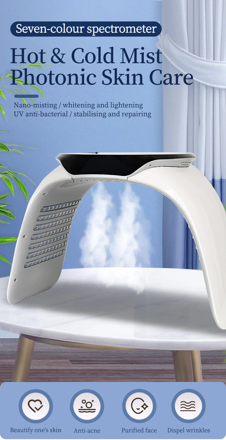 Cold And Hot Nano Water Supplement Spray Spectrometer Colorful Dynamic Red Light PDT Photon Rejuvenation Mask Beauty Instrument