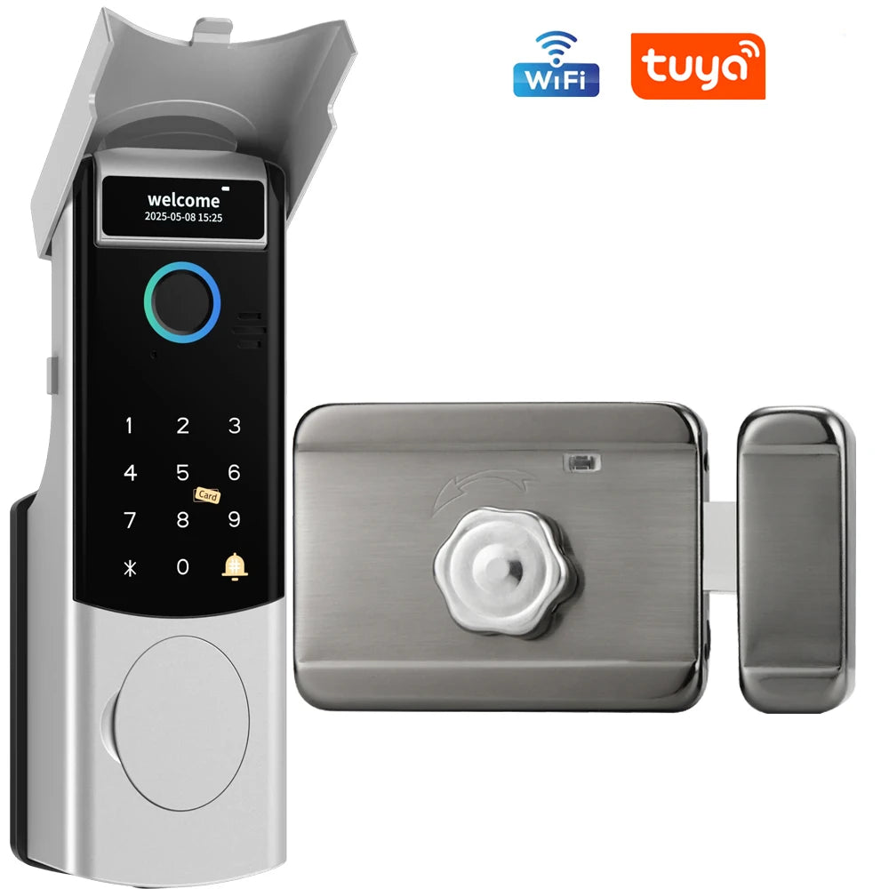 Waterproof  Support Tuya App Wifi Lock 3D Face Recognition Digital Code Keyless App Fingerprint Lock With Rechargeable Battery