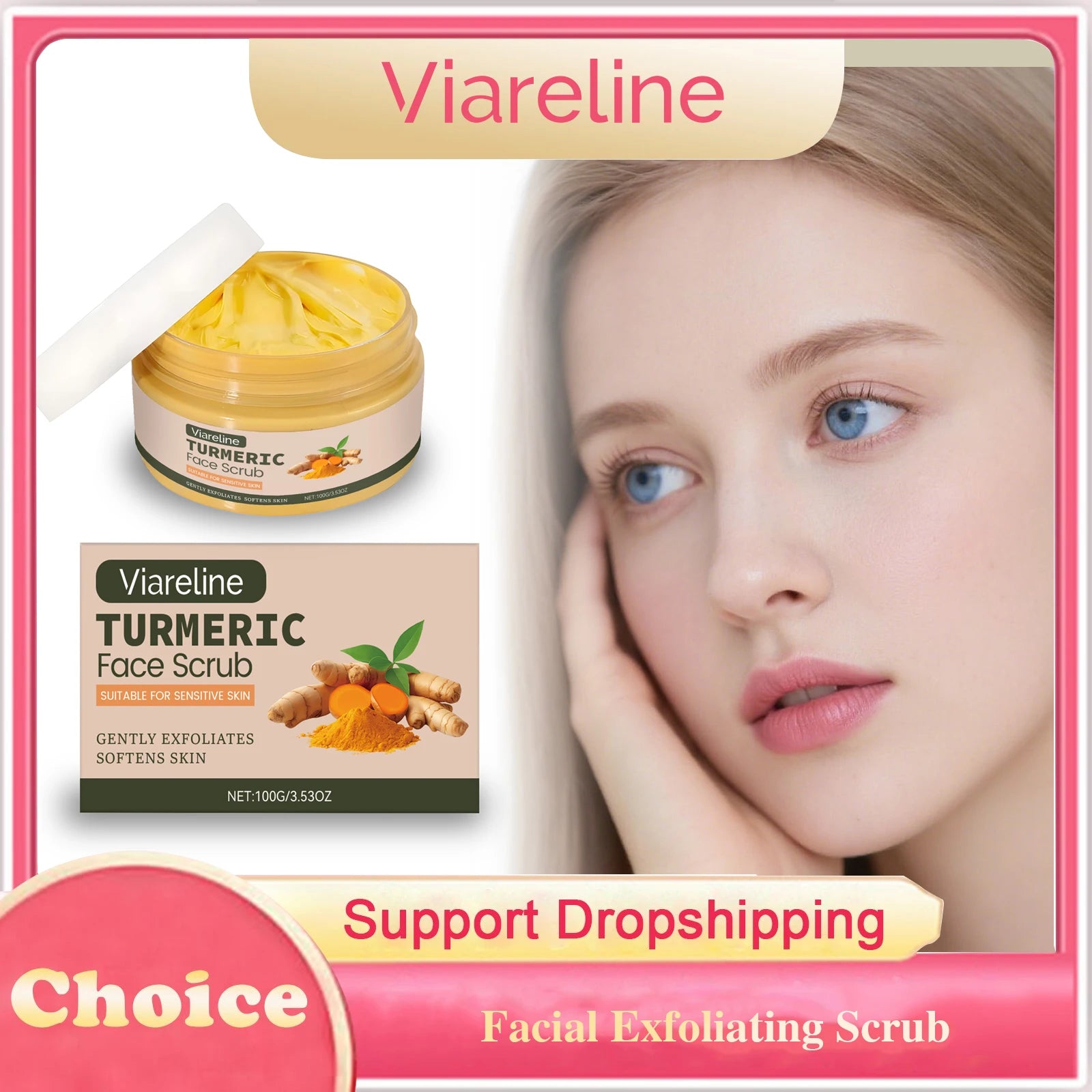 Turmeric Facial Scrub for Radiant Skin - Natural Exfoliating Treatment Scrubs Treatments 100g boxed Tidesmit