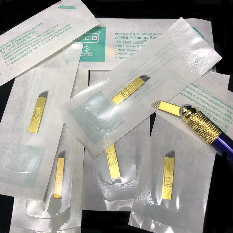 Microblading Blades 100pcs PCD Needle Set for Professional PMU Artists Permanent Makeup Machines Tidesmit