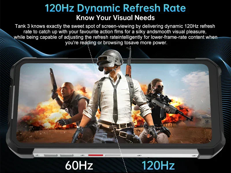 Unihertz 8849 Tank 3 by Smartphone 5G 32GB+512GB 200MP 120Hz 23800mAh 120W Charger Cell Phone Dimensity 8200 Mobile Phone Tidesmit