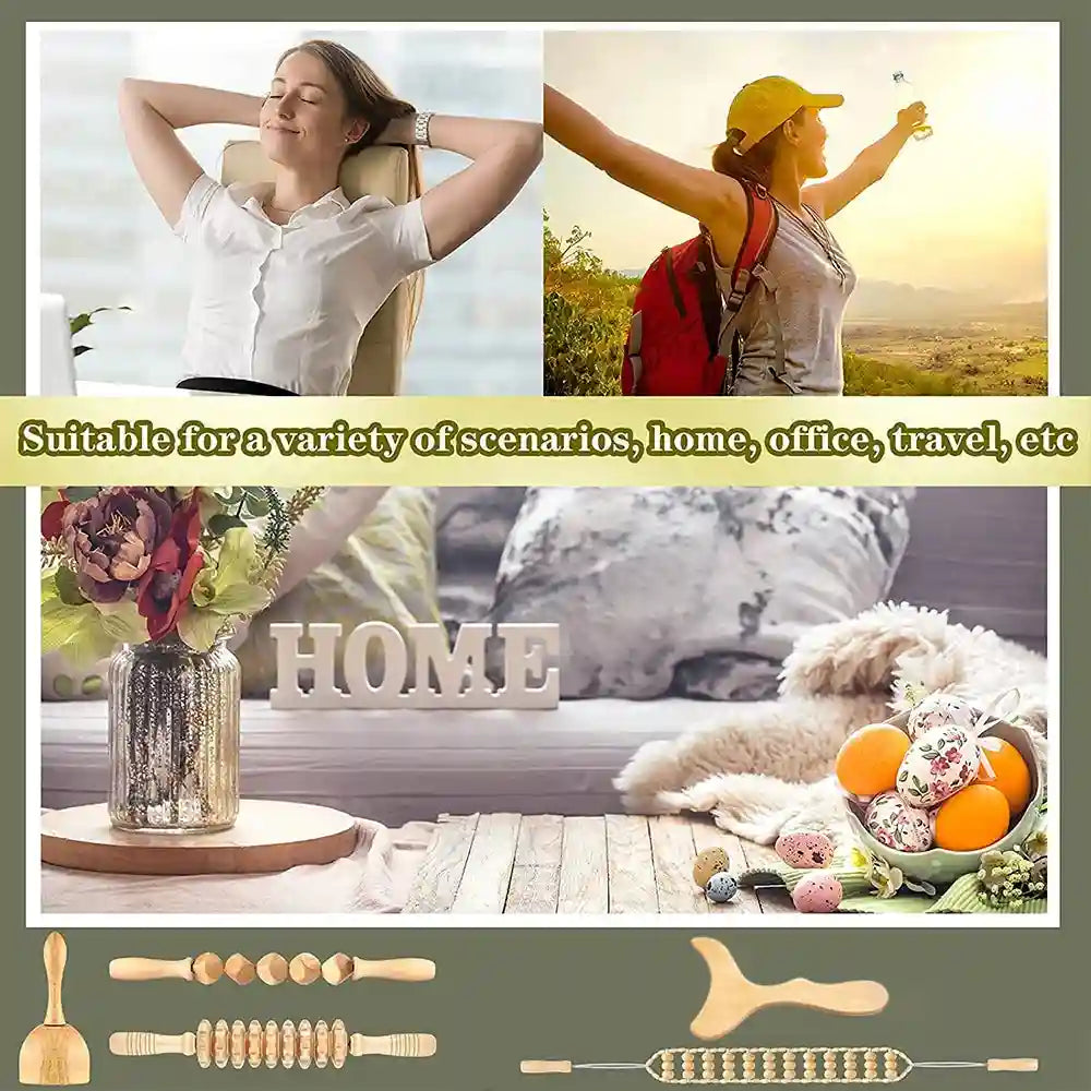 Wood Therapy Massage Roller - Professional Anti Cellulite Guasha Tool Massage Roller Tidesmit