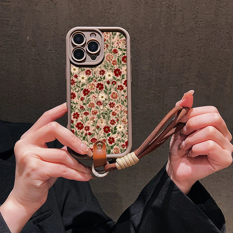 Flower Phone Case with Lanyard for iPhone 16 Pro Max - Shock-Absorbing Cover Tidesmit