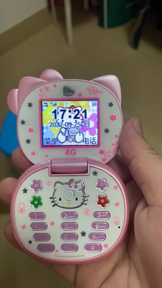 2024 Sanrio Hello Kitty Flip Phone Kawaii K688 Cartoon Taiml Cute Mini Phone Birthday Fashion Gift Toys Christmas For Anime Fans