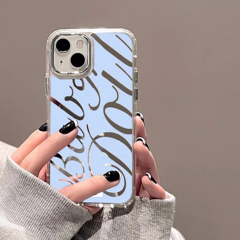 Mirror Phone Case for iPhone 16 Pro Max - Shock-Absorbing Blue Silver Finish SMTWQ061017 Tidesmit