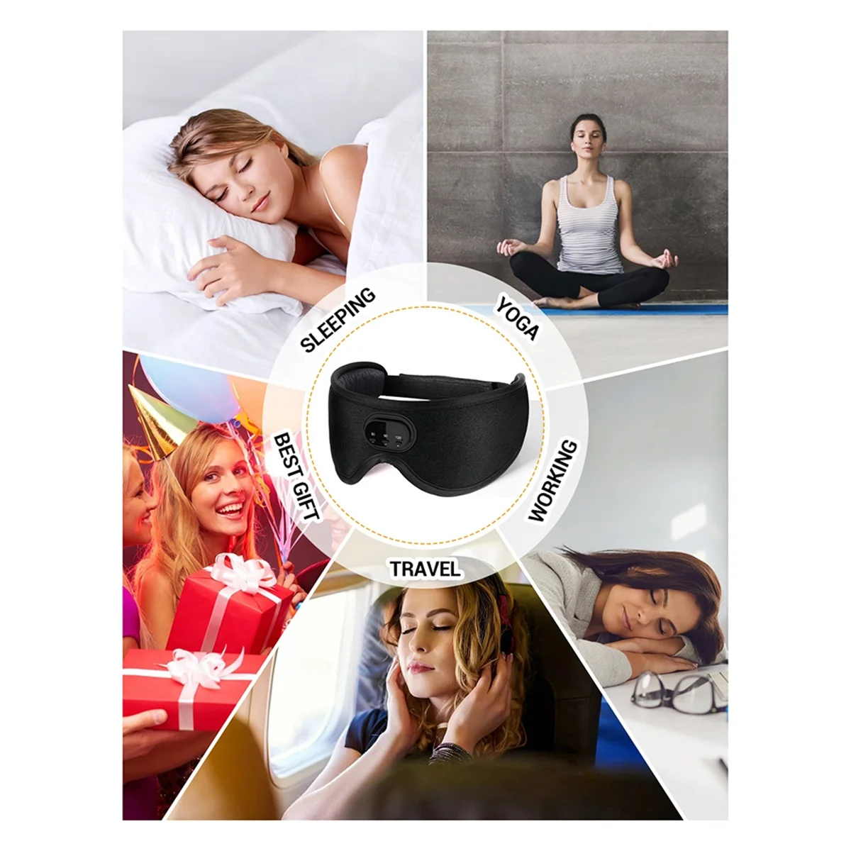 Bluetooth Sleep Mask Headphones - Ergonomic Wireless Audio Sleep Aid Tidesmit