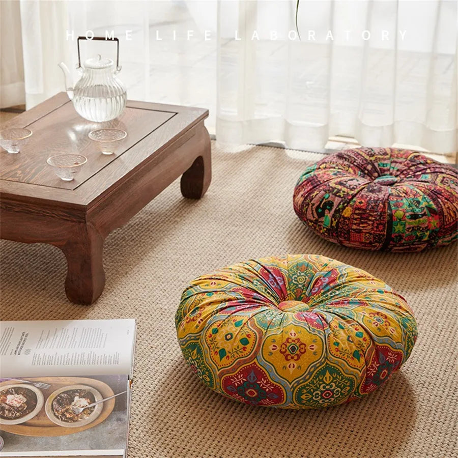 Floor Pillow Round Large Pillow Seating Meditation Pillow Inserts Bohemian Cushion Mandala Circle Cushion for Indoor Outdoor