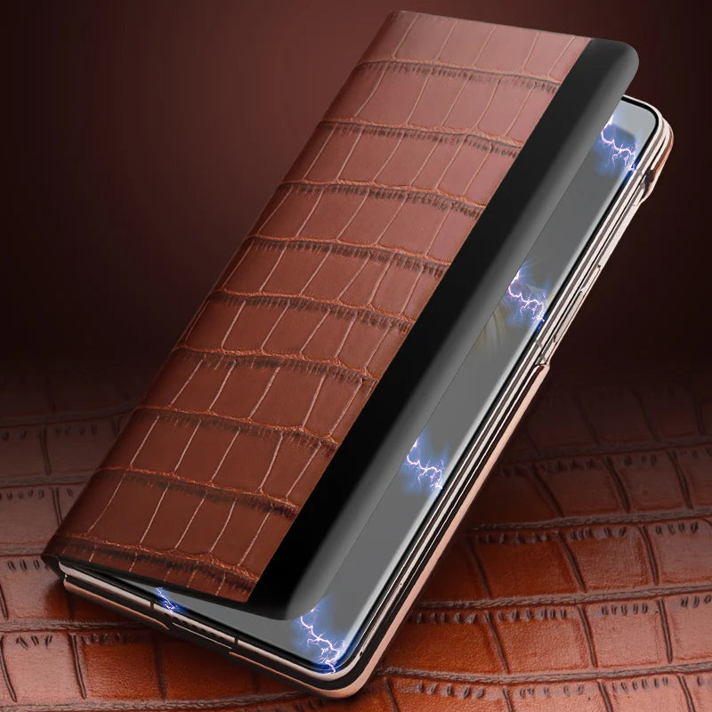 Huawei Mate X3 Genuine Leather Case with Kickstand - Brown Tidesmit