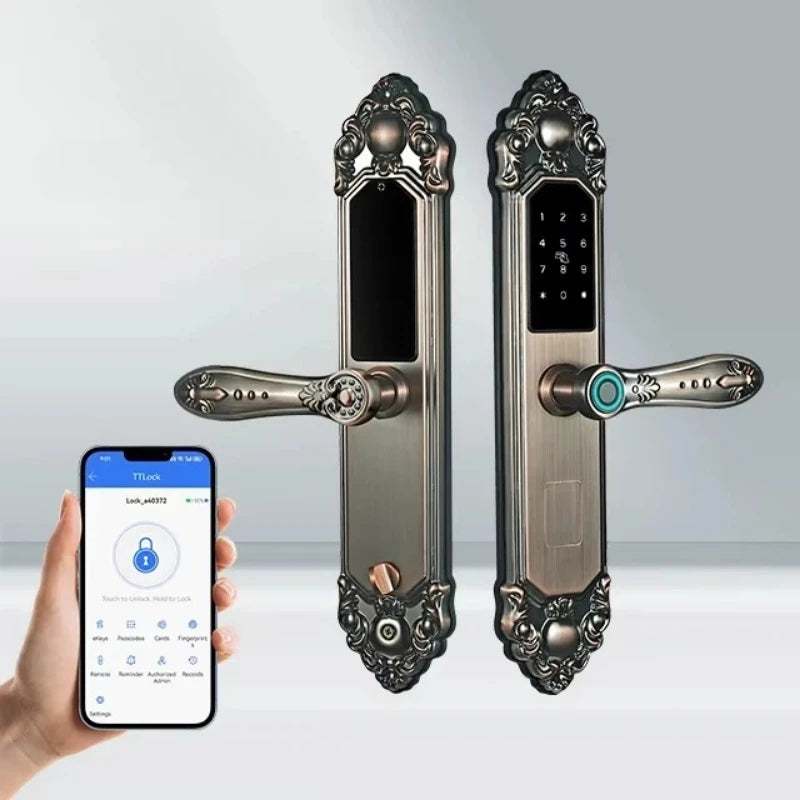Competitive Price OEM&ODM TT Fingerprint Password Gold Handle Smart Door Handel Lock D30zm