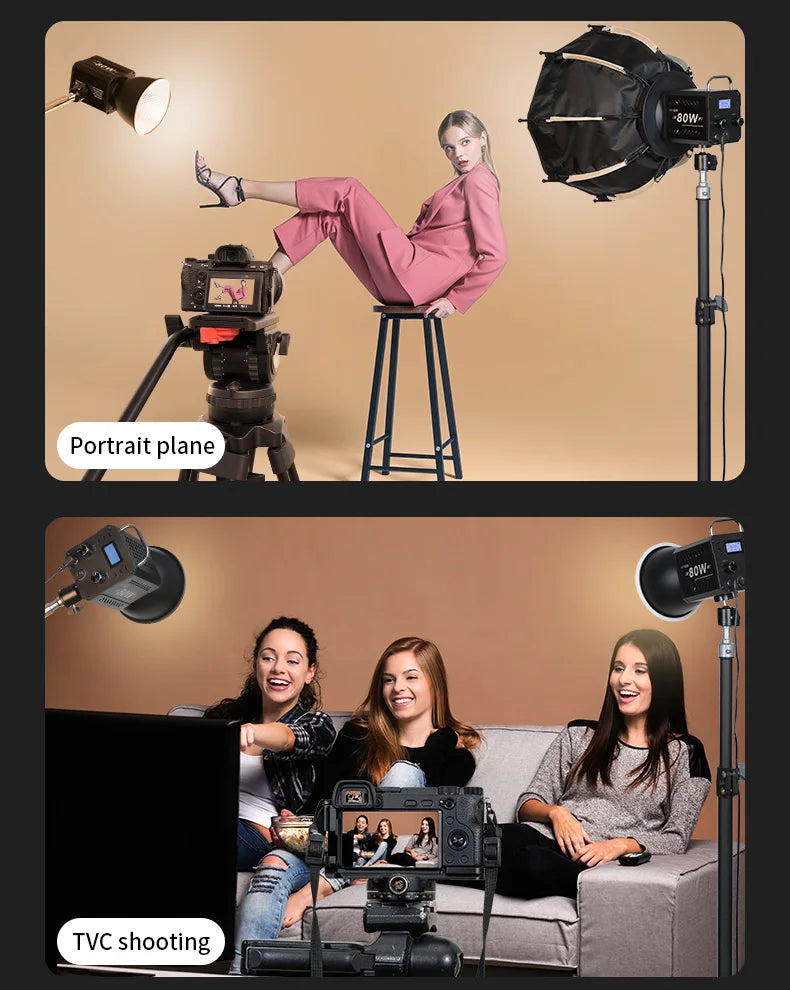 LED Video Light 60-80W Bi-Color Studio Lighting for Content Creators Tidesmit