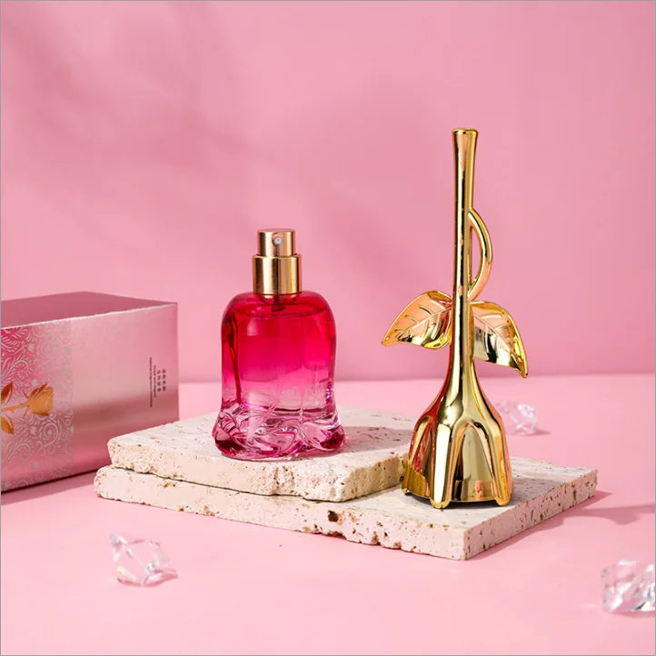 WARMKISS Midnight Rose EDP: 50ml floral perfume for women in a rose-shaped bottle with gold stem cap. Long-lasting.