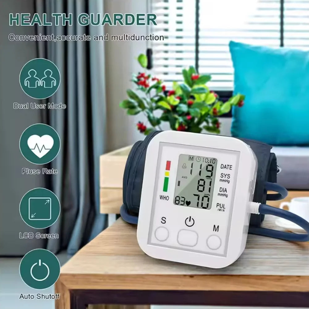 Arm Blood Pressure Monitor Pressure Sensor Monitor BP Equipment Automatic Tonometer Digital Tensiometer LED Display Arm Cuff