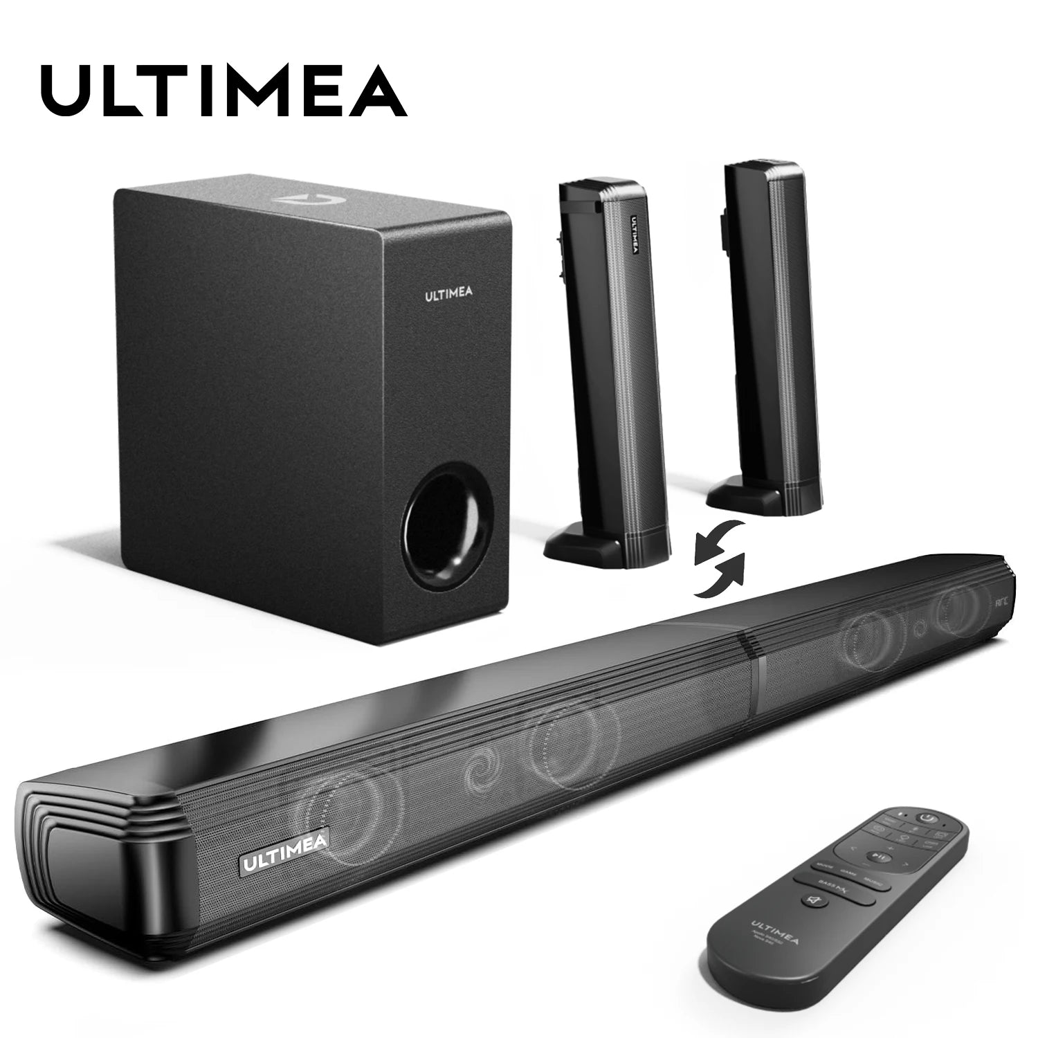 4.1 Channel Soundbar with Subwoofer - 200W Detachable Home Theater Tidesmit