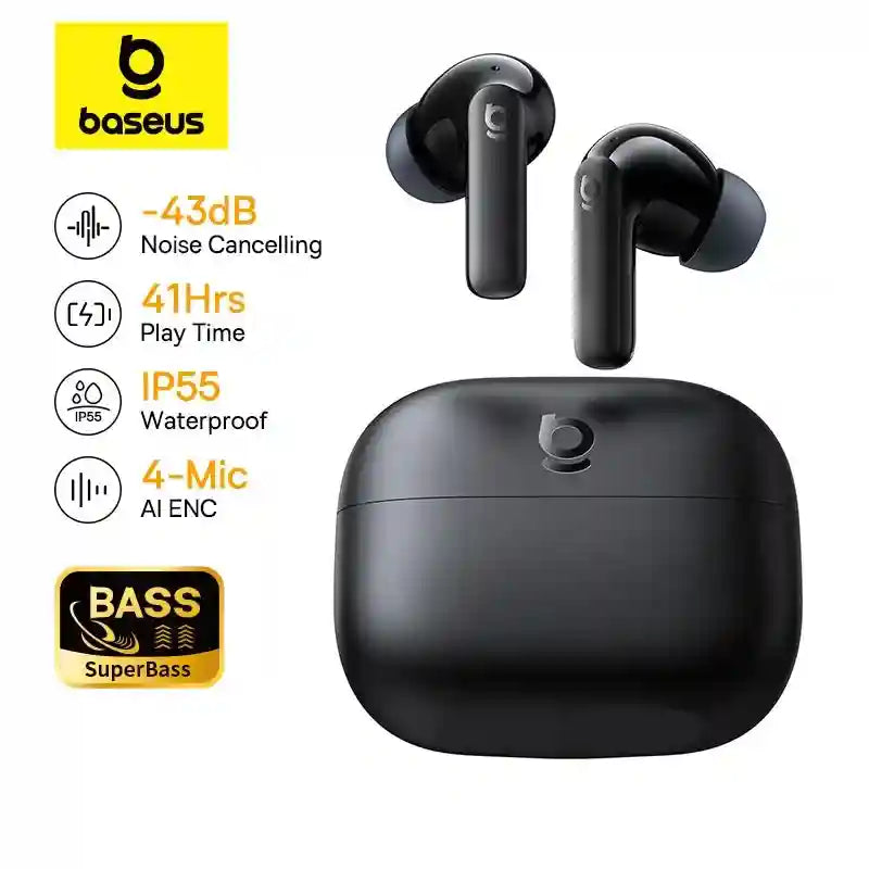 Tidesmit Wireless Headphones - 43dB Active Noise Cancellation, Black/White Tidesmit
