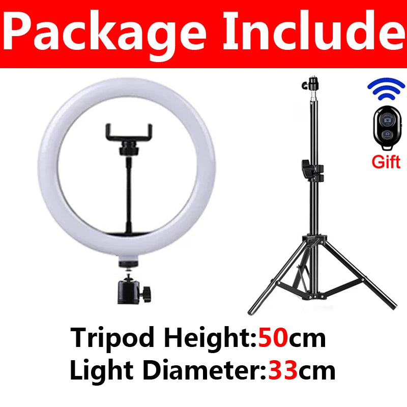 LED Ring Light with Tripod Stand for Video Live Streaming by Tidesmit D-33cm Tidesmit