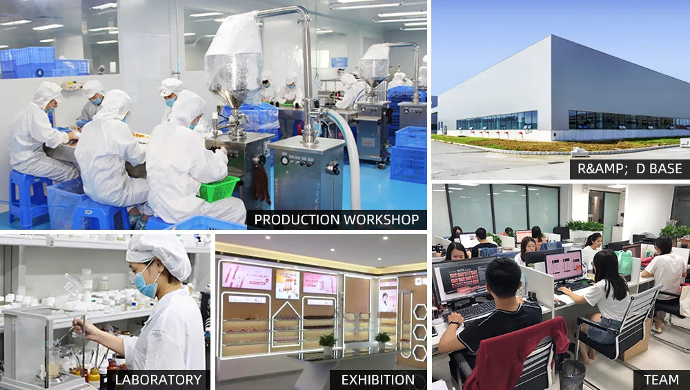 QIBEST long-lasting red matte liquid lipstick factory, laboratory, and production workshop facility overview.